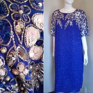 Sequined Beaded Embellished Trophy Dress Sz 22